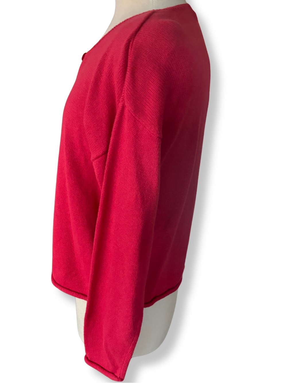 Red Button Cardigan Sweater Small NWT Christopher & Banks Ramie Cotton - Picture 2 of 6